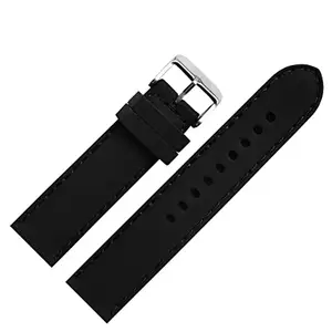 DBLACK ''MESEE'' Boat-Tip Design, Silicone Watch Strap (Black) // For 20mm, 22mm, 24mm, 26mm, 28mm, or 30mm (Choose Your Size & Color) (Black, 20mm)
