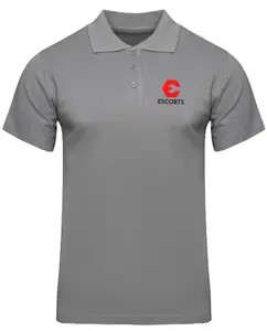 American Apple E-Scorts Logo Printed Polo/Collar Half Sleeve T-Shirt for E-Scorts Bank Staff Employee Promotion T Shirt for Men and Women Grey