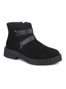 Inc.5 Women Black Heeled Mid-Top Regular Boots