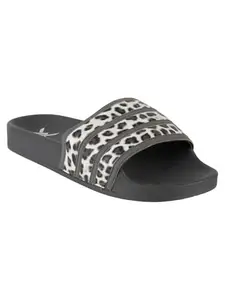 Carlton London Sports Women's Fashion & Comfortable Flip-Flop-6 Kids UK (CL-G-W-05_Grey-Leopard)