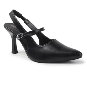 Diva Looks Black Slingback Heels for Women's & Girl's | Pointed Toe & Cushioned Insole | Size - 2 | Pack of 2