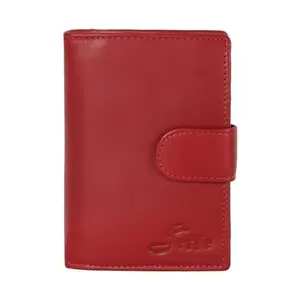 Jeffe Genuine Leather RFID Protected Unisex Wallet with Coin Pocket & Card Slots | Stylish & Compact Soft Leather Wallet (Women) (Red)