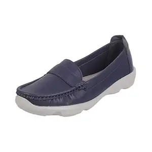 Metro Women Blue-Navy Synthetic Loafers 5-UK (38 EU) (31-9407)