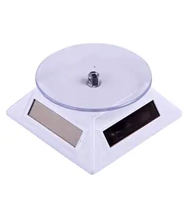 Solar Display Stand Turntable 360° Rotating Display Stand Powered by Solar or AA Battery for Jewelry Phone Watch (White, Small)