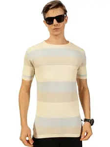 Thomas Scott Mens Round Neck Half Sleeves Knitted Tshirt (TSFK04_Blue, L)