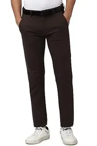 Peter England Men's Super Slim Fit Stretchable Everyday Casual Trouser | Scoop Pocket Premium Twill Chinos | Flat Front