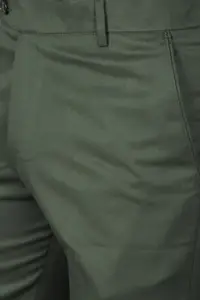 Men's Formal Trousers, Olive Green, Slim Fit, Cotton Blend (in, Numeric, 32, Regular, Bottle Green)