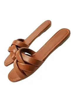 GAHLOT ENTERPRISES Solid One-Toe Flats Sandals For Women & Girls (Brown) (8 UK)