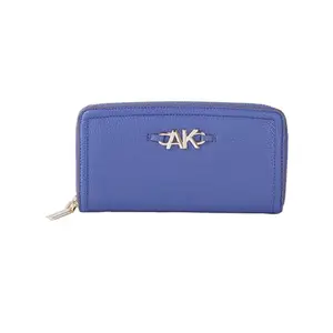 Anne Klein Faux Leather Zipper Closure Women's Wallet (Blue, XL)