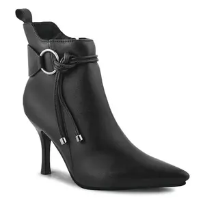 Shuz Touch Women Slim-Heeled Black Regular Ankle Boots | Size : 3