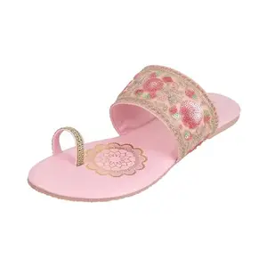 Metro Women Pink Synthetic Leather Ethnic Chappal UK/5 EU/38 (32-575)