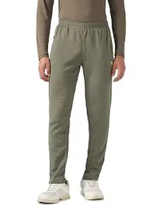 TECHNOSPORT Men's Solid Slim Fit Techno Dry Trackpants Drawstring 2-Pocket Polyester Joggers for Gym Running Workout UPF50+ Anti Odour
