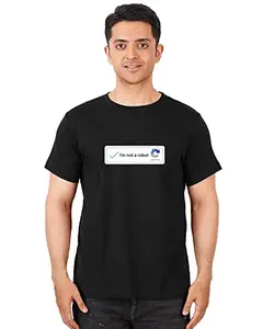 DUDEME : I'm not a Robot Geek Programmer Round Neck 100% Cotton T Shirt 180 GSM Double Bio-Washed T Shirt Black