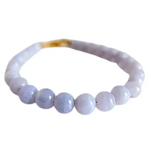 RRJEWELZ Aqua Chalcedony Bracelet for Men & Women – 8mm Round Faceted Blue Beads – 7 inch with Gold Plated Clasp – Healing, Fashion, Gift, Spiritual, Yoga|LCBR_RR_00638