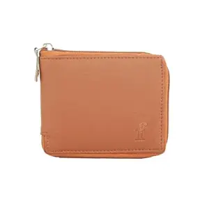 Fashion Link Zipper Leather Wallet Money Clipper Card Holder for Men's with Box (Tan) Color