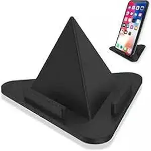 Arvi-M_Universal Portable Three-Sided Triangle Desktop Stand Mobile Phone Pyramid Shape Holder Desktop Stand (Black)