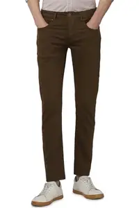 Peter England Men's Slim Jeans (PJDNASTFU47045_Brown