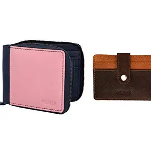 POSHA Genuine Leather Wallet Combo for Women, Girls - Diwali Gift for Girl Women Girlfriend (Pink & Burgundy)