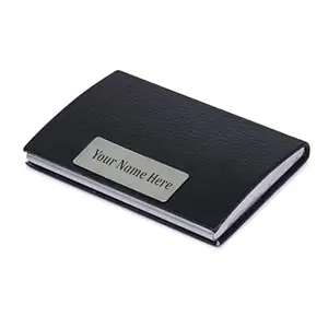 UK EDGE Personalized Premium Leather Black Card Holder with Name Engraved, Ideal for Gifting on Any Special Occasion Gift (Black)