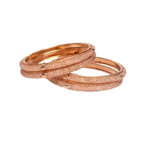 SALOFLIP Women's Alloy Crystal Rose Gold-plated Bangle Set For All Occasion (Golden - 2/4)