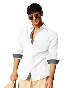 Pinkmint Men's Solid Shirt | Soft Cotton Blend | Casual Shirt | Plain | Full Sleeve - Regular Fit (Available in Plus Size)