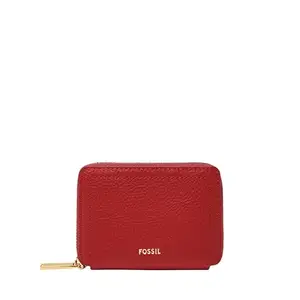 Fossil Leather Women Logan Red Card Case SL10045611