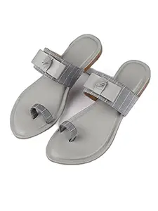 WalkTrendy Womens Synthetic Grey Open Toe Flats - 6 UK (Wtwf284_Grey_39)
