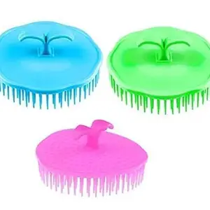 Multicolour Plastic Round Hair Washing Combs, Hair Massager Shower Brushes, Pack of 3