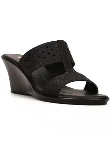 Bata womens LYCRA SLIP ON E BLACK Heels - 6 UK (6716885)