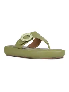 Inc.5 Womens Green Casual Solid Round Toe Sandals