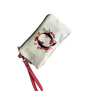 Alphabet Q 100% Cotton White Utility Pouch - 7 inches x 5 inches | Peacoy