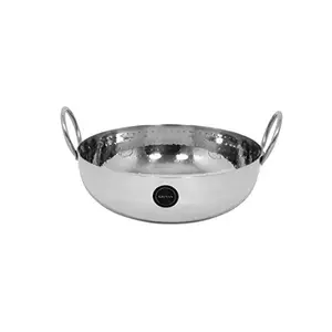 KruVan Stainless Steel Hammered Tasla/Heavy Bottom Cookware/Kadhai/Kadai for Kitchen/Utensils for Cooking, Deep Frying (with Handle, No.12, 2250 ML price in India.