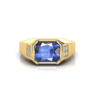 MBVGEMS Origianal certified Natural BLUE SAPPHIRE RING 8.00 Ratti Certified Handcrafted Finger Ring With Beautifull Stone Neelam RING Gold Plated for Men and Women