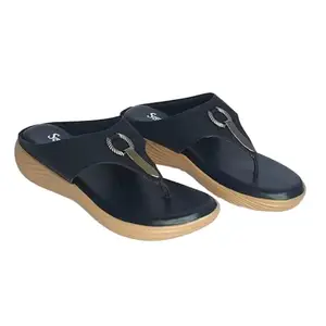 Women's Stylish Floral Flip-Flops | Comfortable Slippers with Cusion soft botom Sole TPC | Flat heal Synthetic materials (Black, UK Footwear Size System, Adult, Women, Numeric, Medium, 9)