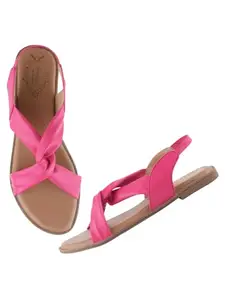 Shoetopia Cross Strap Magenta Flat Sandals For Women & Girls -EU42