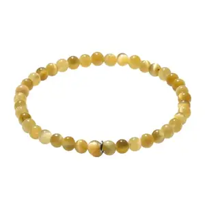 AAMRAPALI SILVER GEMS AAMRAPALI Golden Tiger Eye Bracelet Mini | Stone Beads Bracelet | Focus on Heart Chakra | Stunning Gem Patterns Tones | Courage and clarity guides my path. Golden Tiger Eye is a stone of confidence an