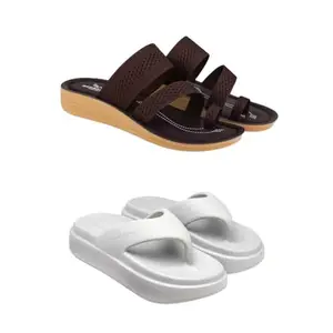 ZENWEAR Extra Soft Classic Casual wear with Flexibility Technology Sandal Combo for Women's/Girl's(6141+6108)(7) Multicolor