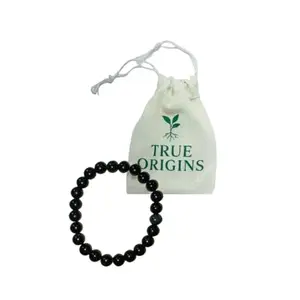 True Origins Certified Natural Black Obsidian Bracelet – 8mm Healing Crystal Beads | Energy & Protection Stone for Men & Women | Stretchable Handmade Spiritual Bracelet