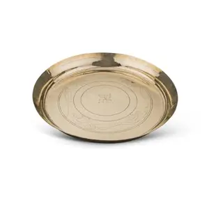K P Lab Verified Pure Bronze Kansa Thali | Handmade Bronze Dinner Plate | Ayurvedic Digestion, Gas Relief & Immunity | Glossy Gold Finish