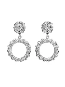 Yellow Chimes Drop Earrings for Women Silver-Plated Textured Geometric Circle Drop Earrings For Women and Girls.