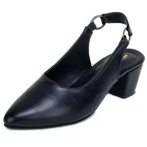 TRASE Block Heels for Women Stylish | Closed Toe Womens Sandals | Fashionable Trending Party and Office Wear Footwear for Girls with Comfortable Elastic Strap (Black, 8 UK)