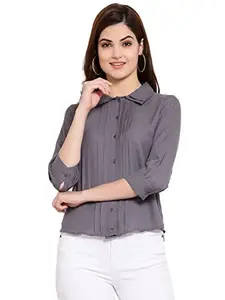 Style Quotient Women Grey Classic Opaque Formal Shirt (SS21SQELORA_GR-S)