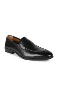 Louis Philippe Men Black Leather Slip Ons