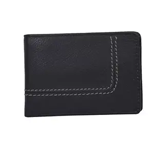 Leatherman Fashion LMN Genuine Leather Black Unisex Wallet(1 Slot)