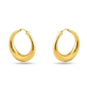 PALMONAS 18k Gold Plated Chic Chunky Hoop Earring for Women - Gift for Girls & Women | Waterproof & Anti-Tarnish Earrings