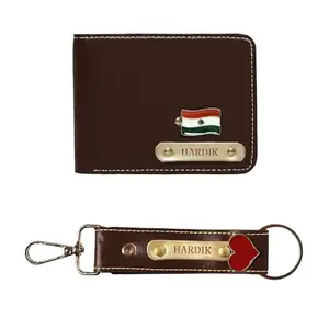 The Unique Gift Studio Leather Men's Wallet and Keychain Combo Pack for Gift/Combo Set - Brown 5
