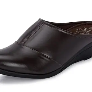 Karaddi Women's Formal Shoes | Comfortable Stylish Back Open Wedge Heel Pull on Bellies & Ballerina for Womens | Mule Slip on Shoes Women Color Brown 4 UK/ind