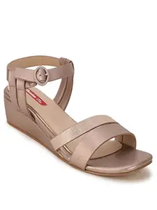 Bata Womens Marcie Wedge Rose Gold Heels (6618037), 4 UK