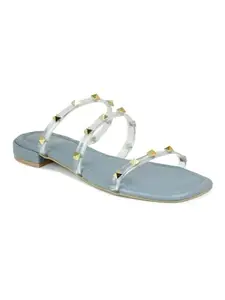 Inc.5 Women Blue Transparent Open Toe Flats