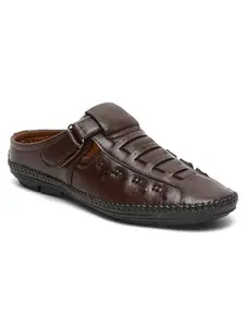 Kosher Brown Bantu Roman Faux Leather Men's Casual Sandal